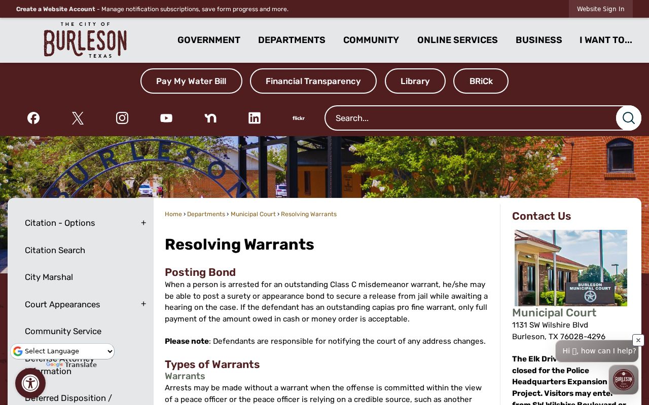 Johnson County bench warrant reference, Burleson alias and capias pro fine definitions