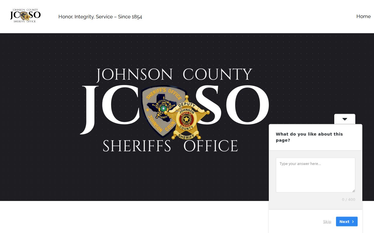 Johnson County Sheriff’s Office home page and public contact channels